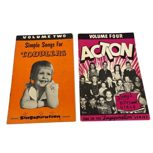 Singspiration Kids Gospel Songbooks: Action Vol 4 (1955) & Toddlers Vol 2 (1961) - Picture 1 of 7